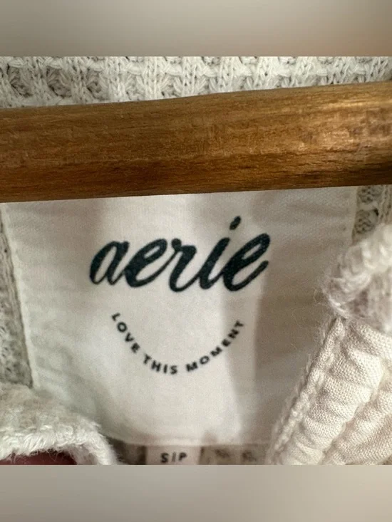 Aerie LumberJane Waffle Knit Shirt Oversized Henley Button Up Top Shacket Y2K S - Picture 11 of 11